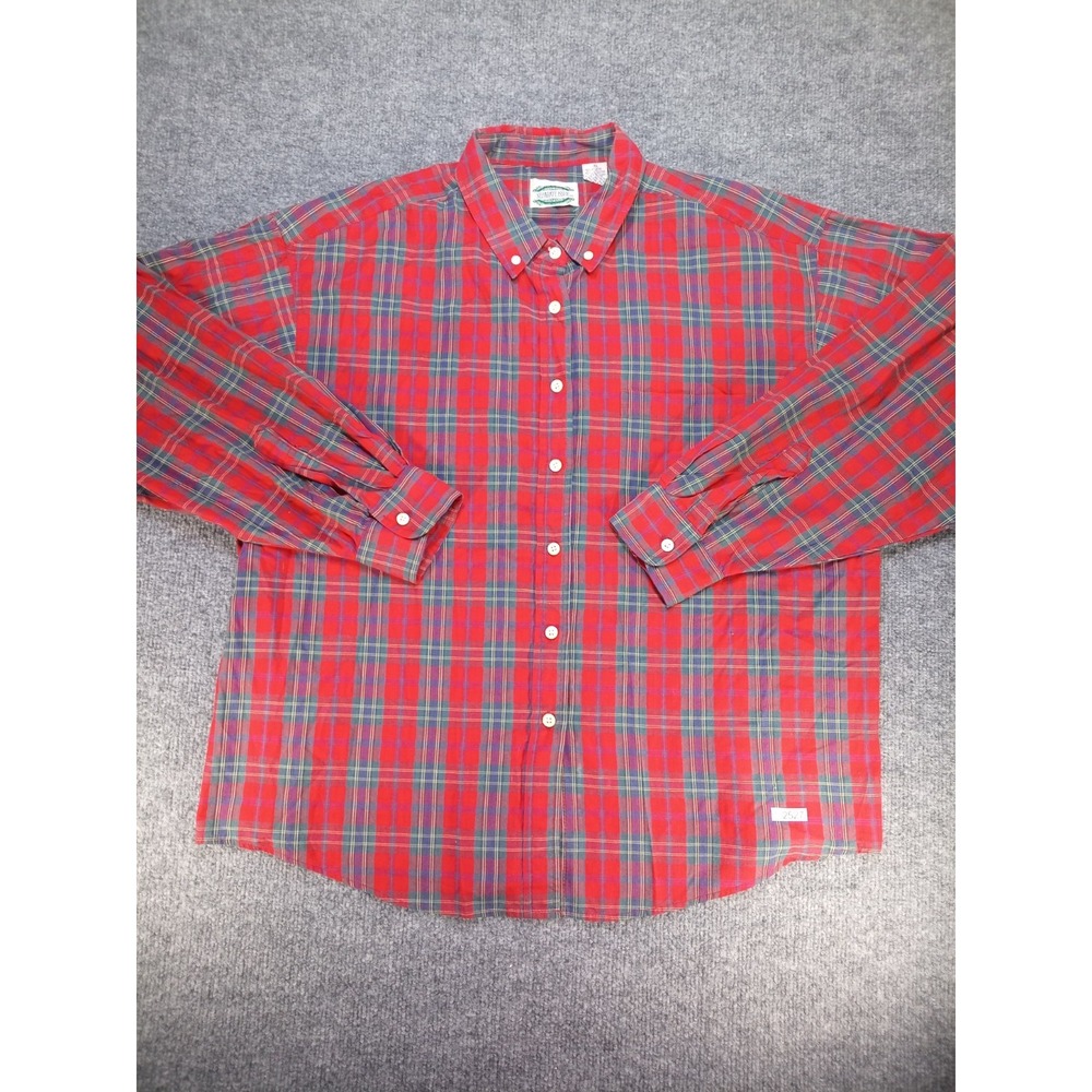 Vintage Separate Issue Shirt Mens XL Red Plaid Long Sleeve Button Up Casual